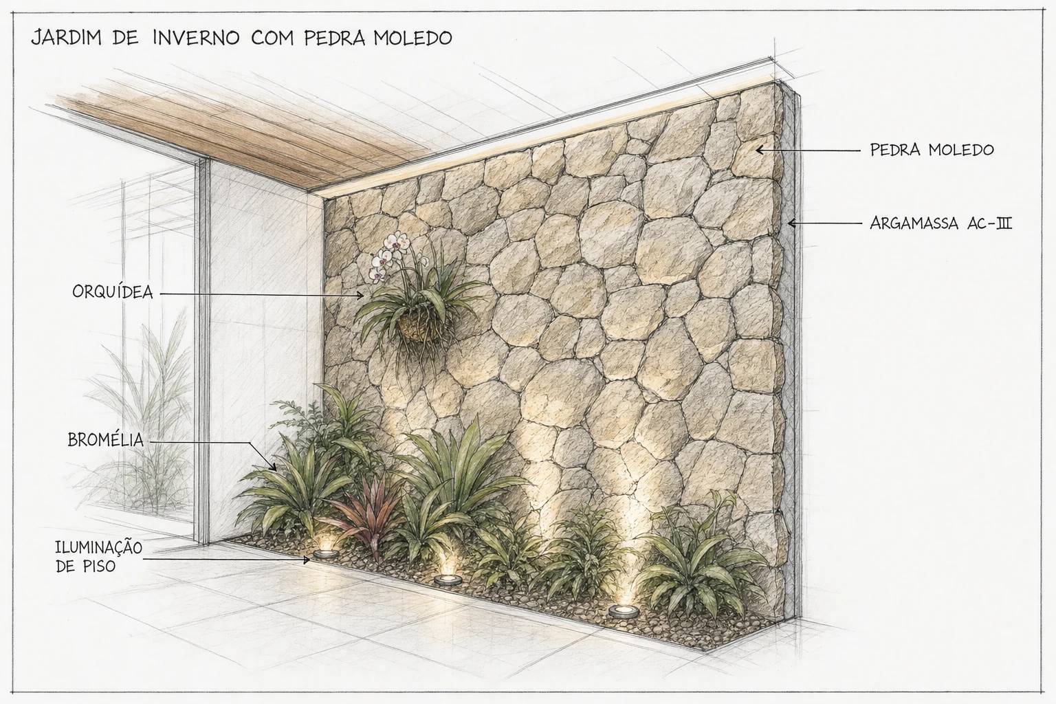 Jardim de Inverno com Pedra Moledo