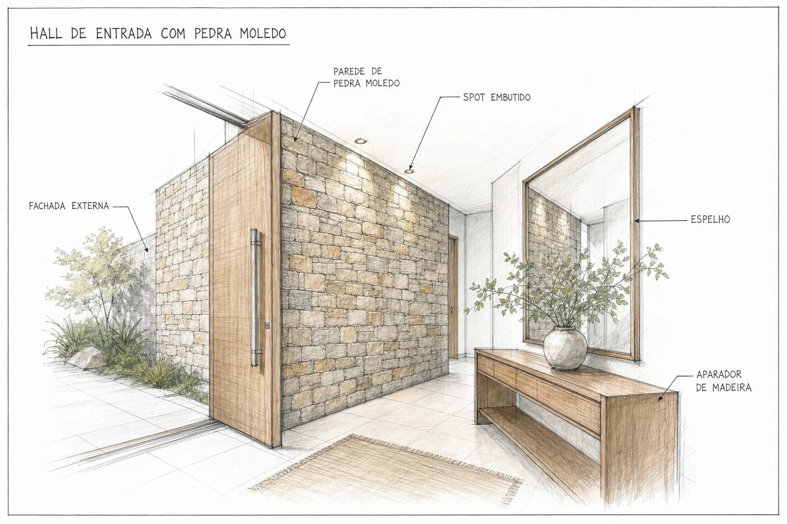 Hall de Entrada com Pedra Moledo