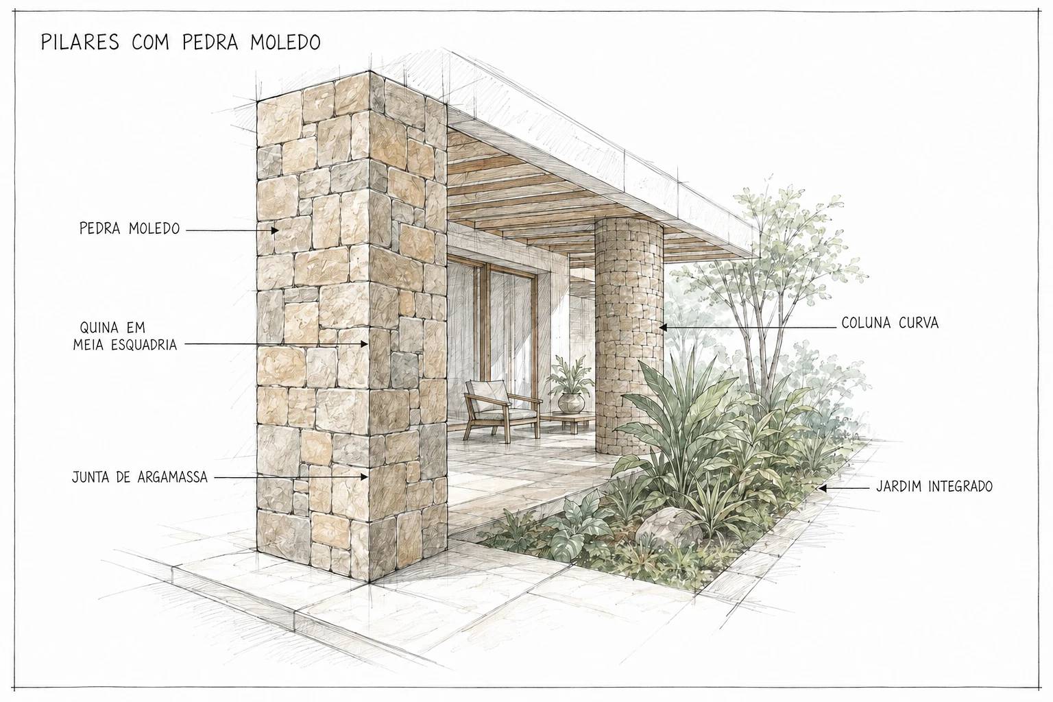 Revestindo Pilares e Colunas com Pedra Moledo