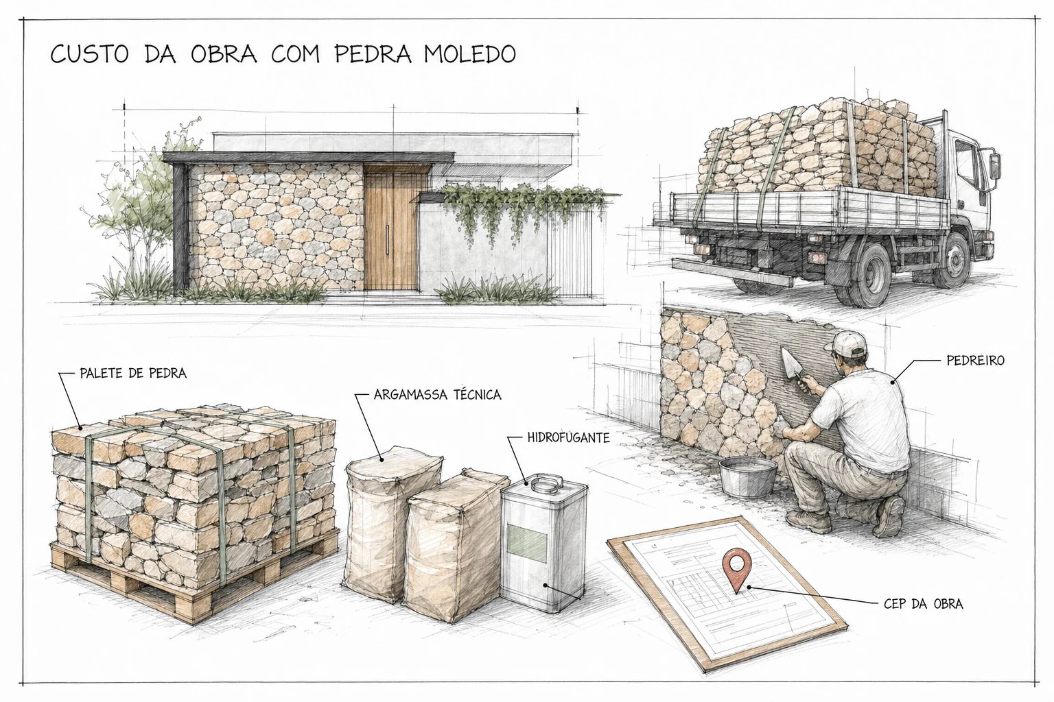 Custo Total da Obra com Pedra Moledo: Item a Item