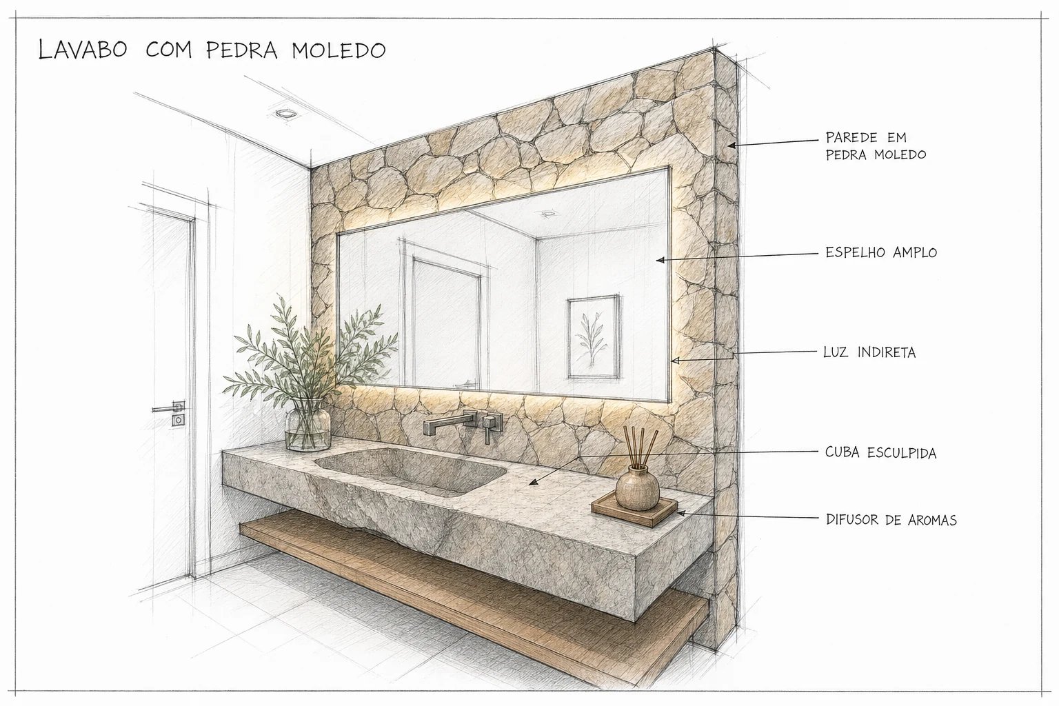 Lavabo com Pedra Moledo: O Cartão de Visitas da Casa